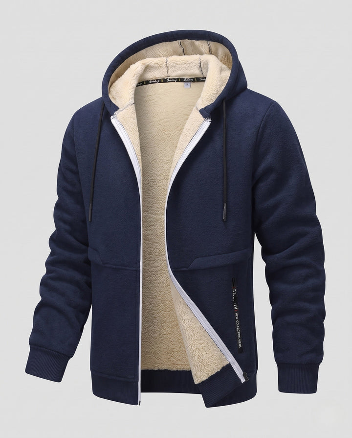 Herr Cozy Fleece Jacka med Huva