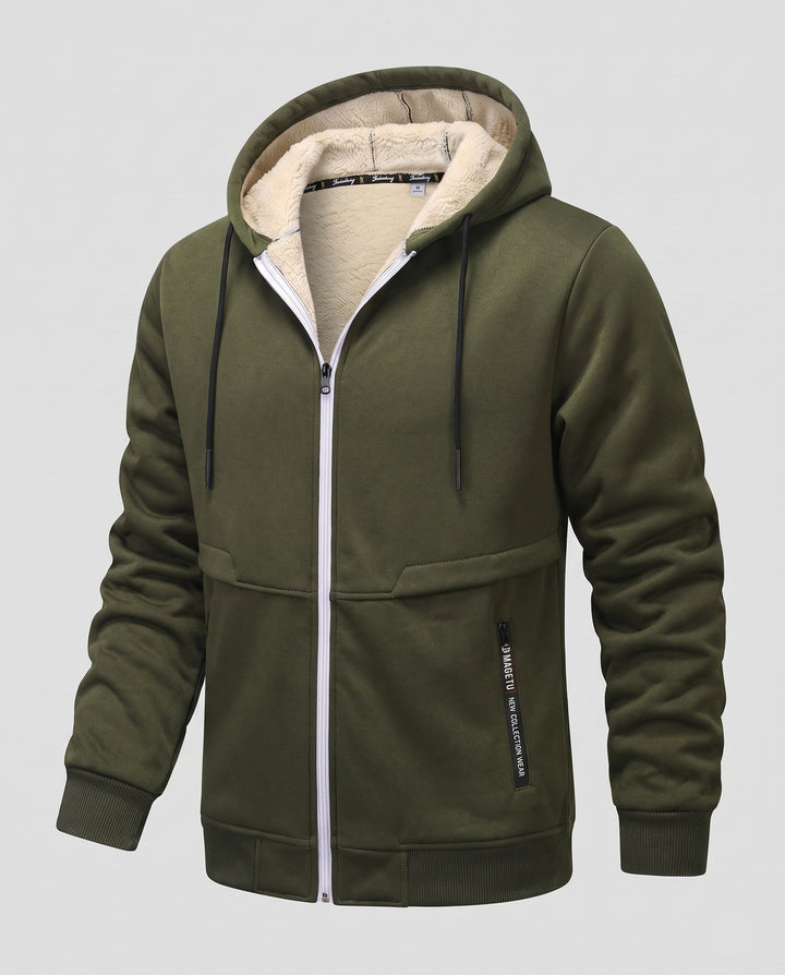 Herr Cozy Fleece Jacka med Huva