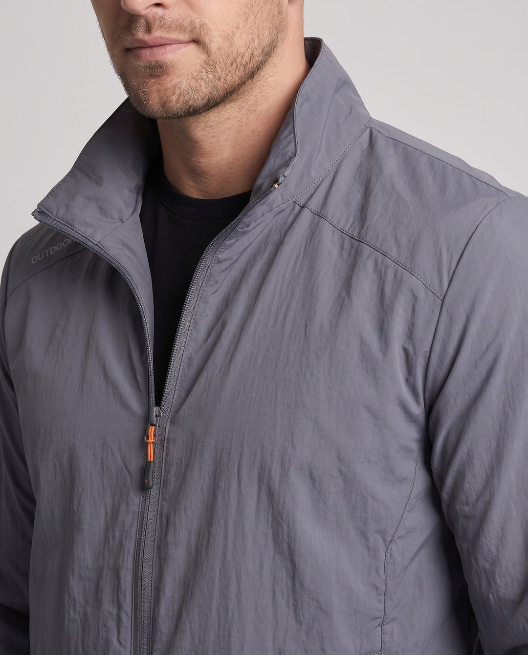 Herr Lätt Utomhus Jacka med Hög Krage