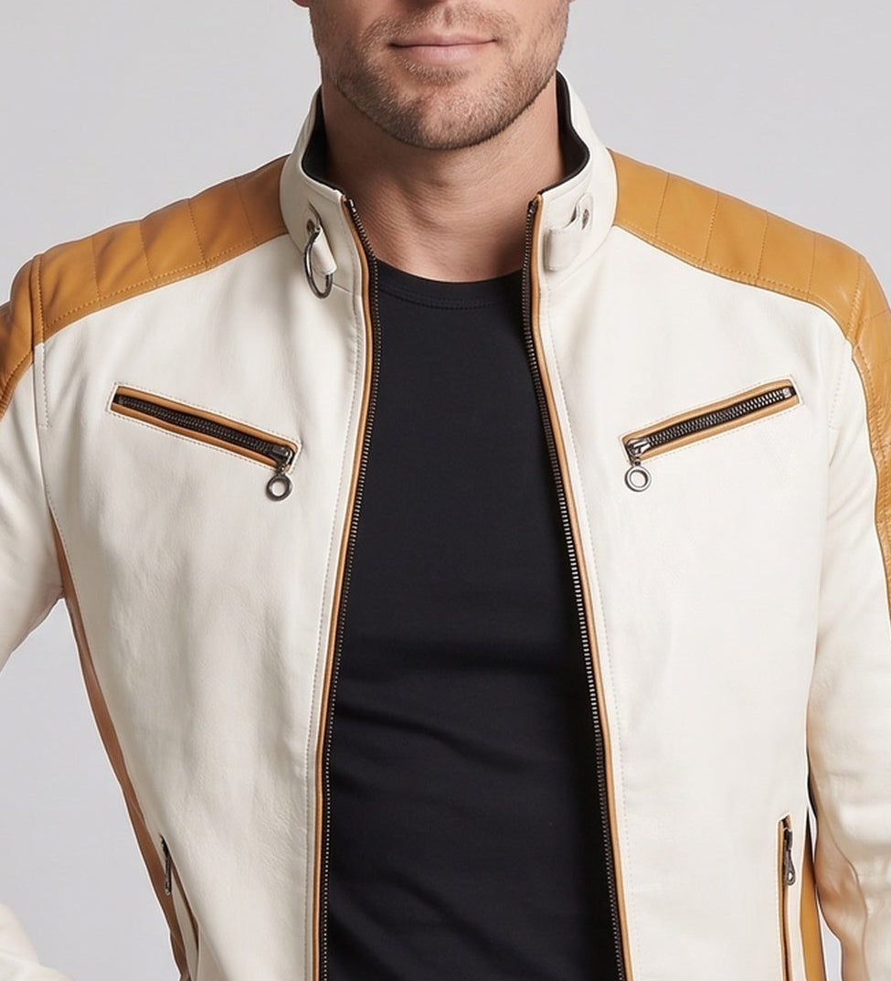 Herr Fashion Konstläder Jacka med Quiltad Detaljer 1788322039