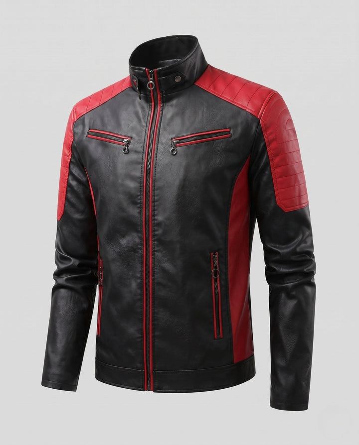 Herr Fashion Konstläder Jacka med Quiltad Detaljer 1788322039