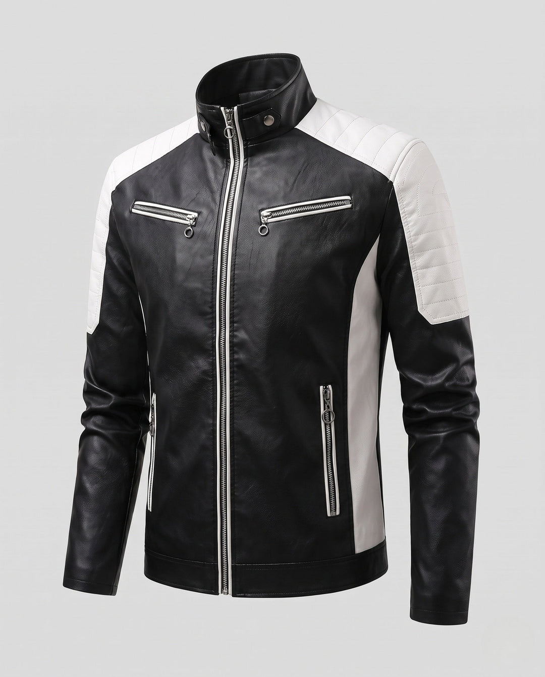 Herr Fashion Konstläder Jacka med Quiltad Detaljer 1788322039