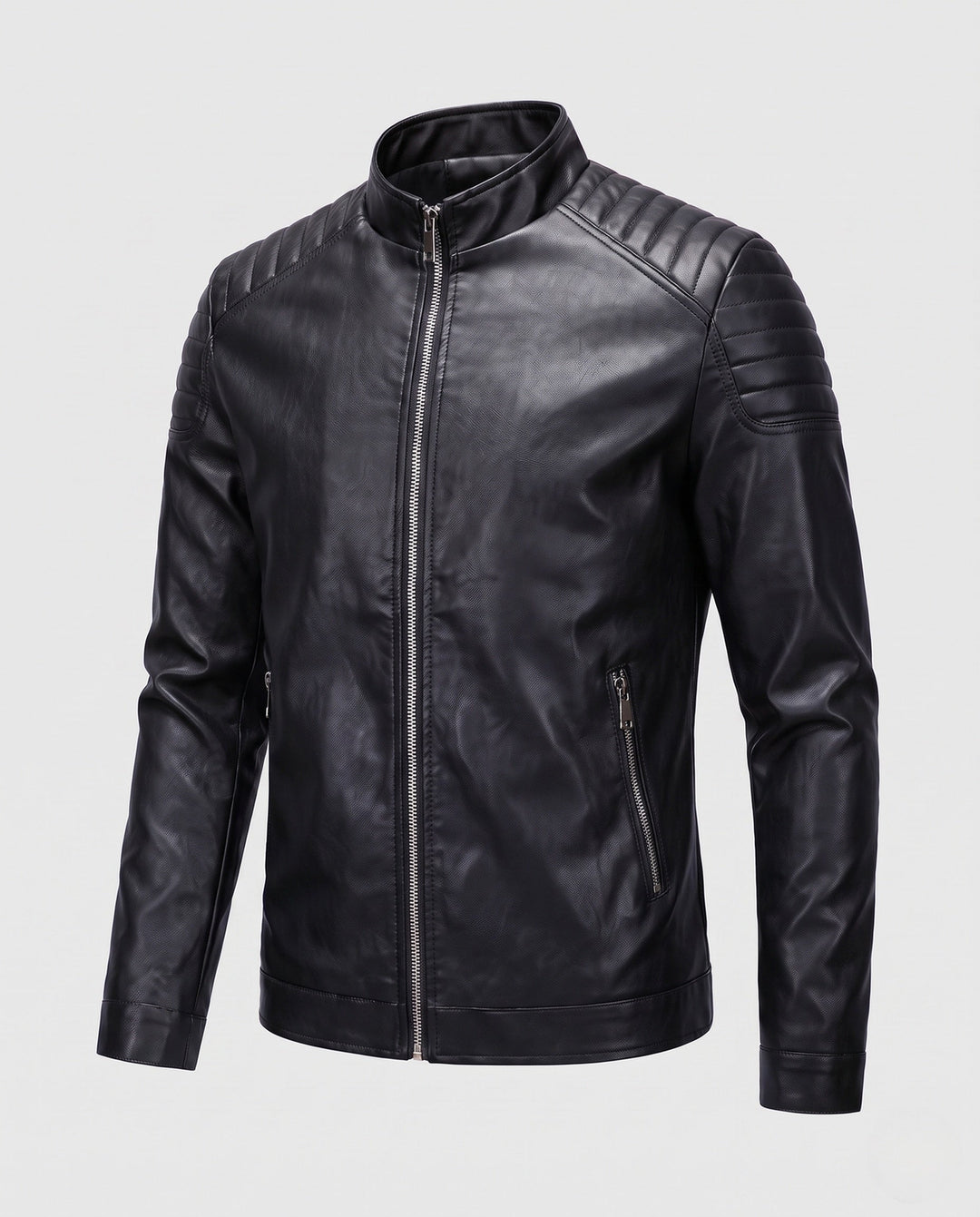 Herr Fashion Konstläder Jacka med Quiltad Mönster