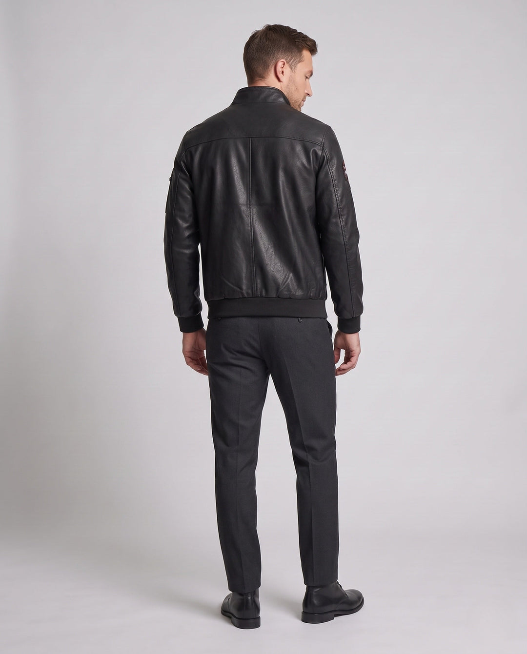 Herr Fashion Konstläder Jacka med Embroidery