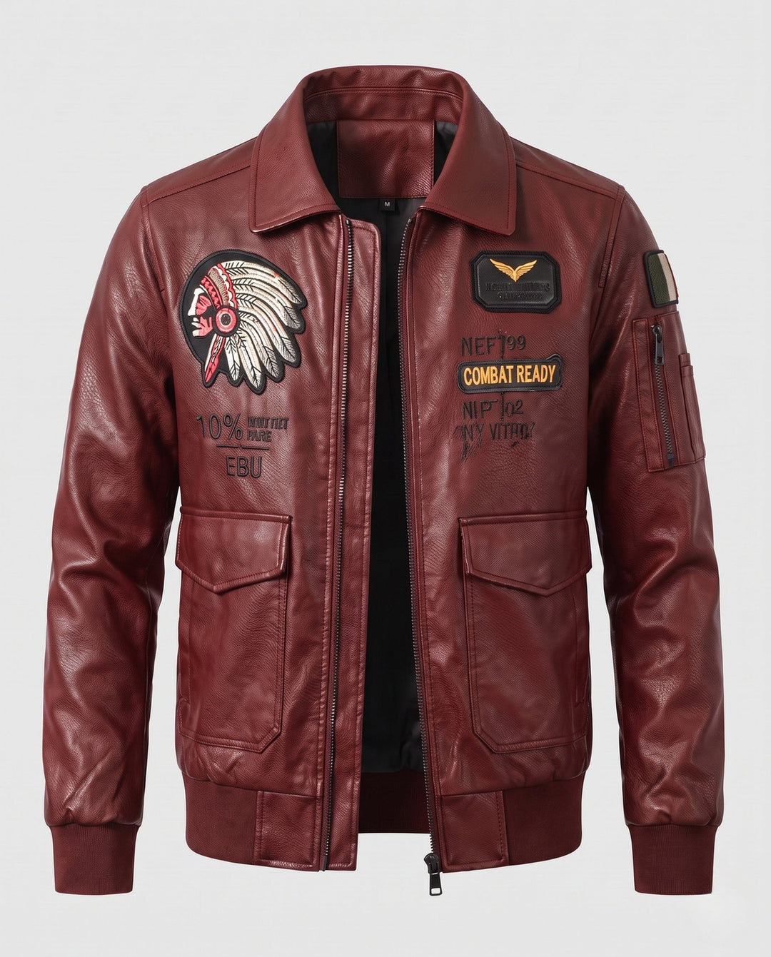 Herr Fashionable Läder Jacka med Embroideries