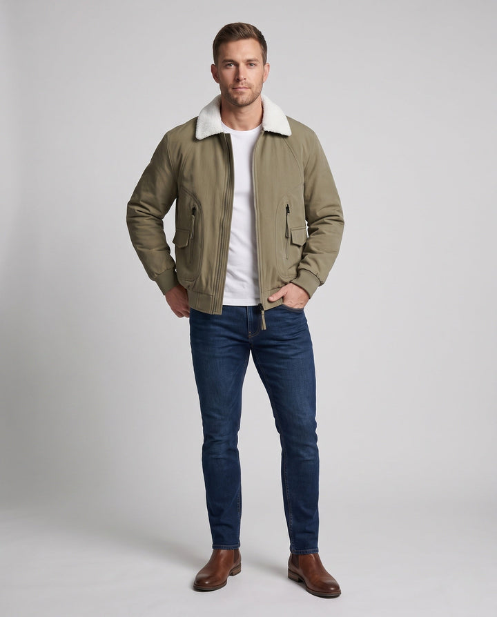 Herr Fashion Övergångs Jacka med Fleece Krage