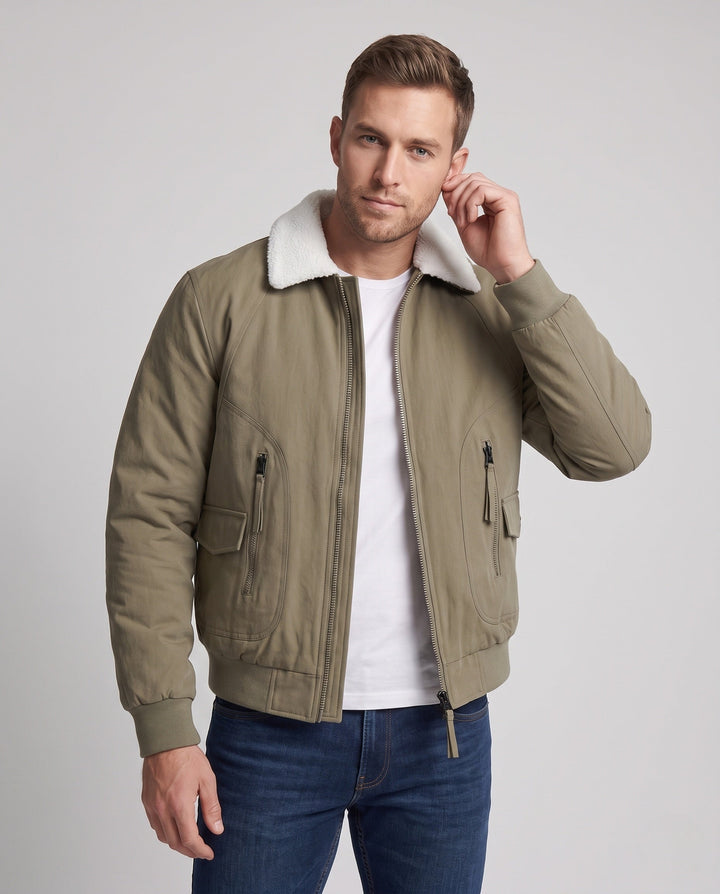 Herr Fashion Övergångs Jacka med Fleece Krage