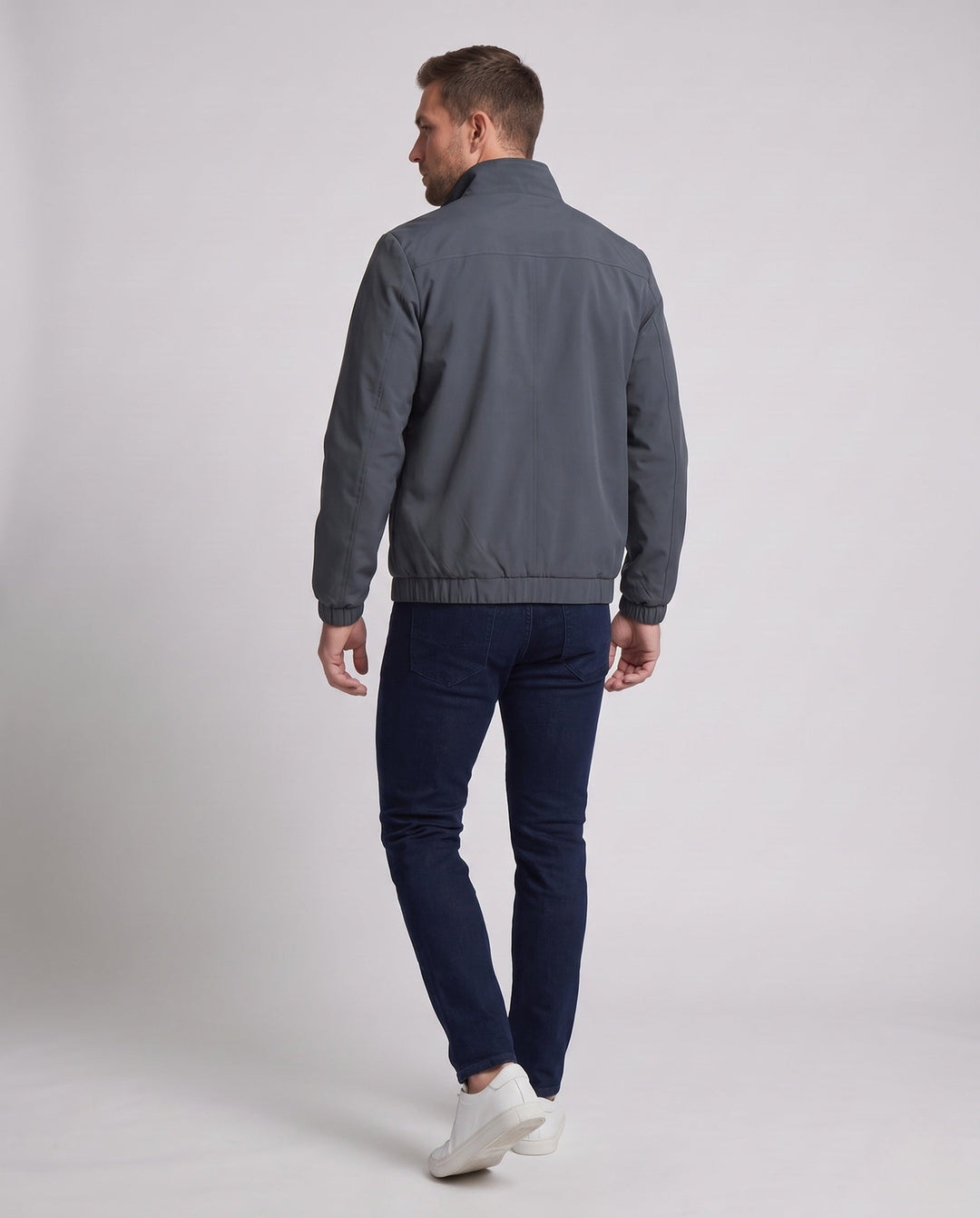 Herr Fashionable Övergångs Jacka med Praktisk Zippered Fickor