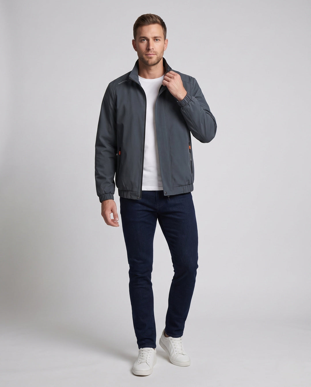 Herr Fashionable Övergångs Jacka med Praktisk Zippered Fickor