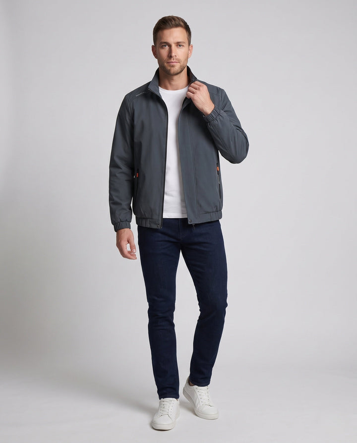 Herr Fashionable Övergångs Jacka med Praktisk Zippered Fickor