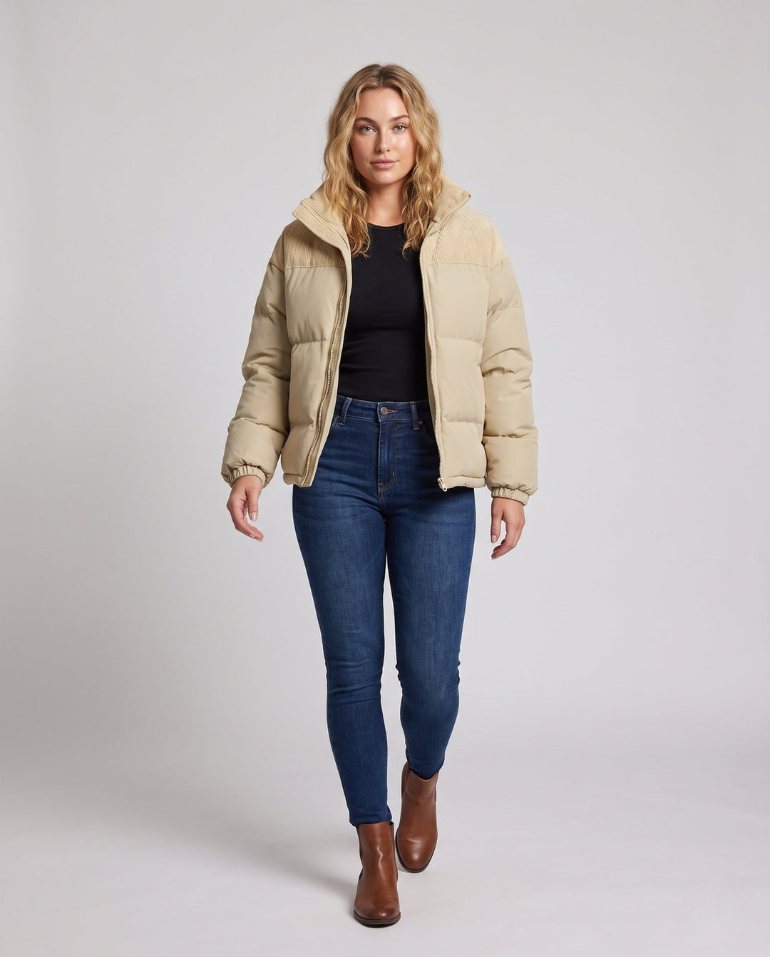 Dam Fashion Down jacka med hög krage