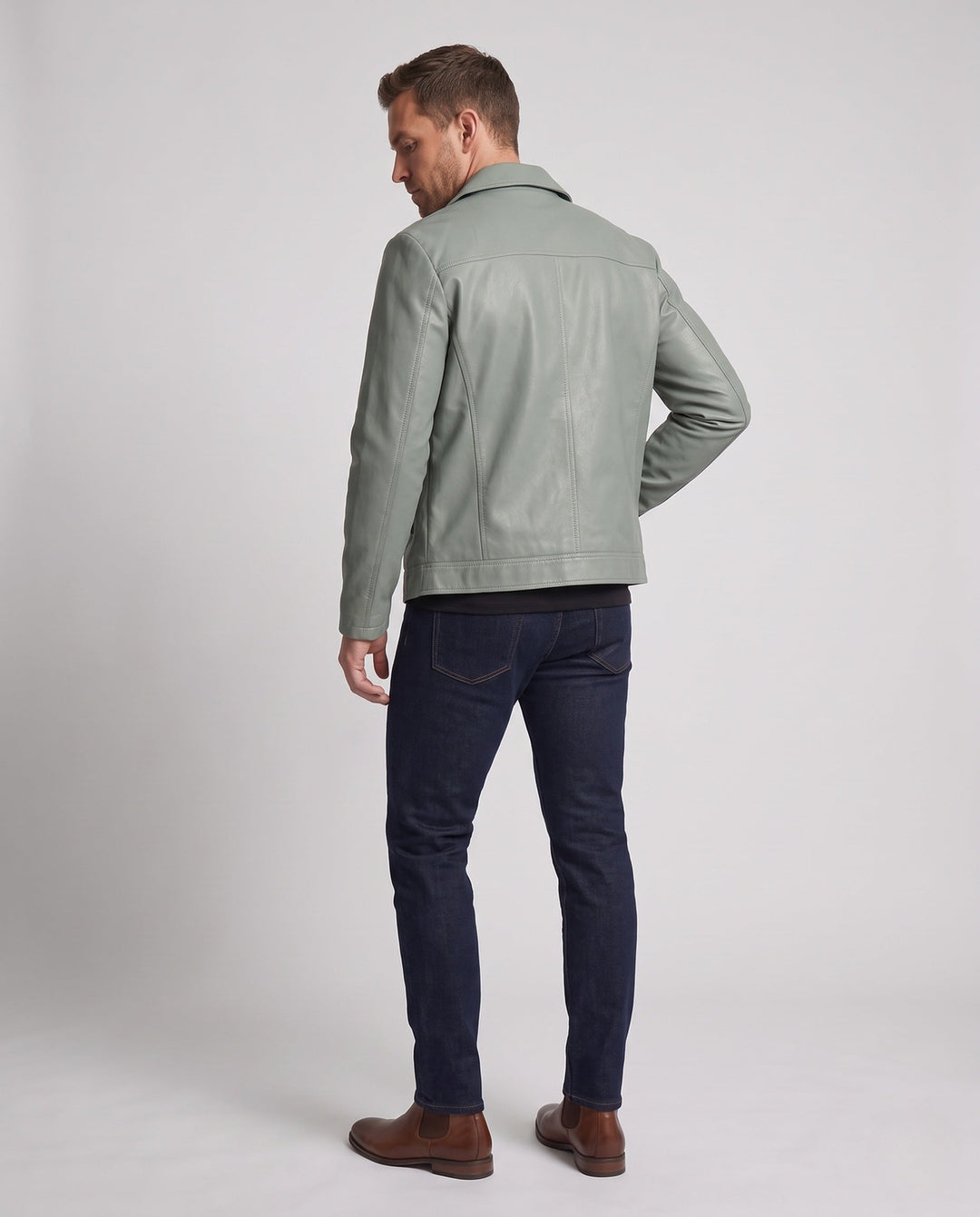 Herr Elegant Läder Jacka