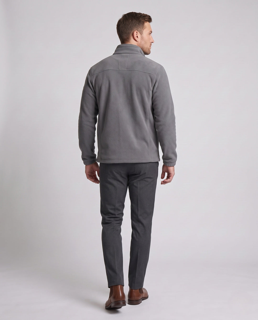 Herr Fleece Jacka med Hög Krage