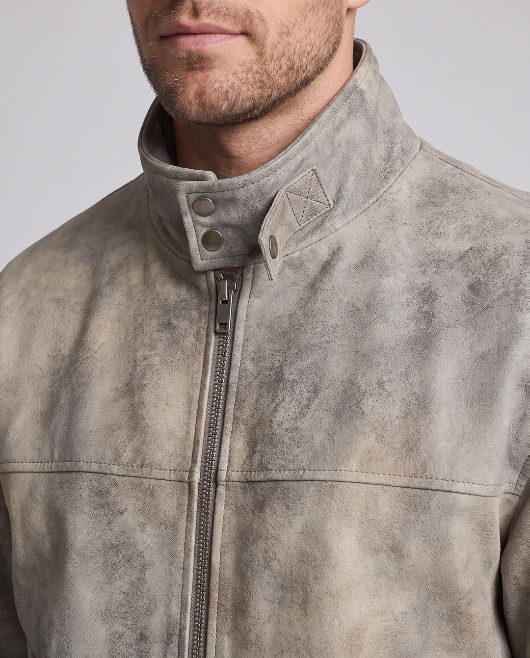 Herr Fashion Konstläder Jacka med Fleecefoder