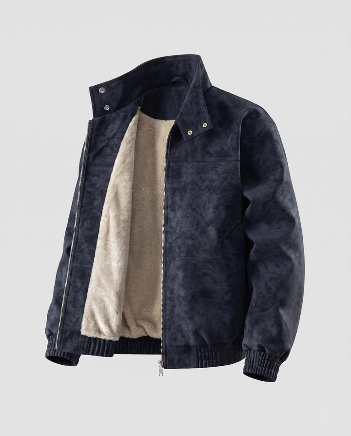 Herr Fashion Konstläder Jacka med Fleecefoder