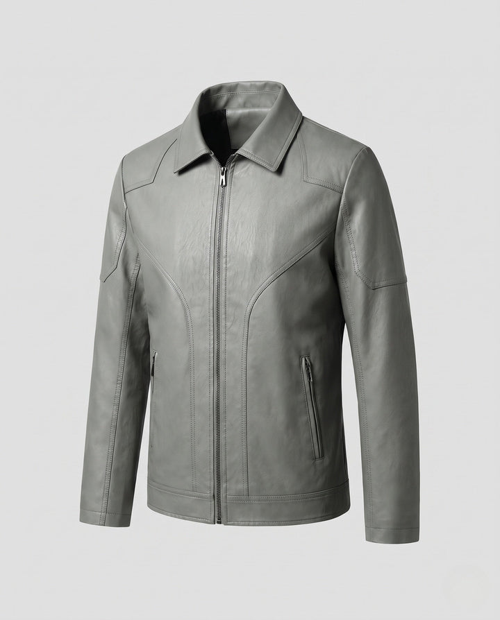 Herr Fashion Konstläder Jacka med Modern Detaljer