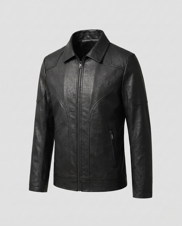 Herr Fashion Konstläder Jacka med Modern Detaljer