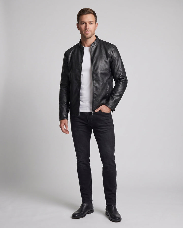 Herr Fashion Läder Jacka
