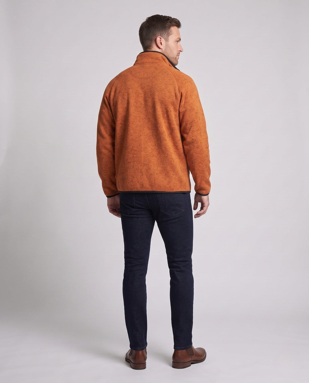 Herr Oversize Zip-Softshell-Fleece Jacka i Utility Look med Standing Krage och Kontrast Dragkedja