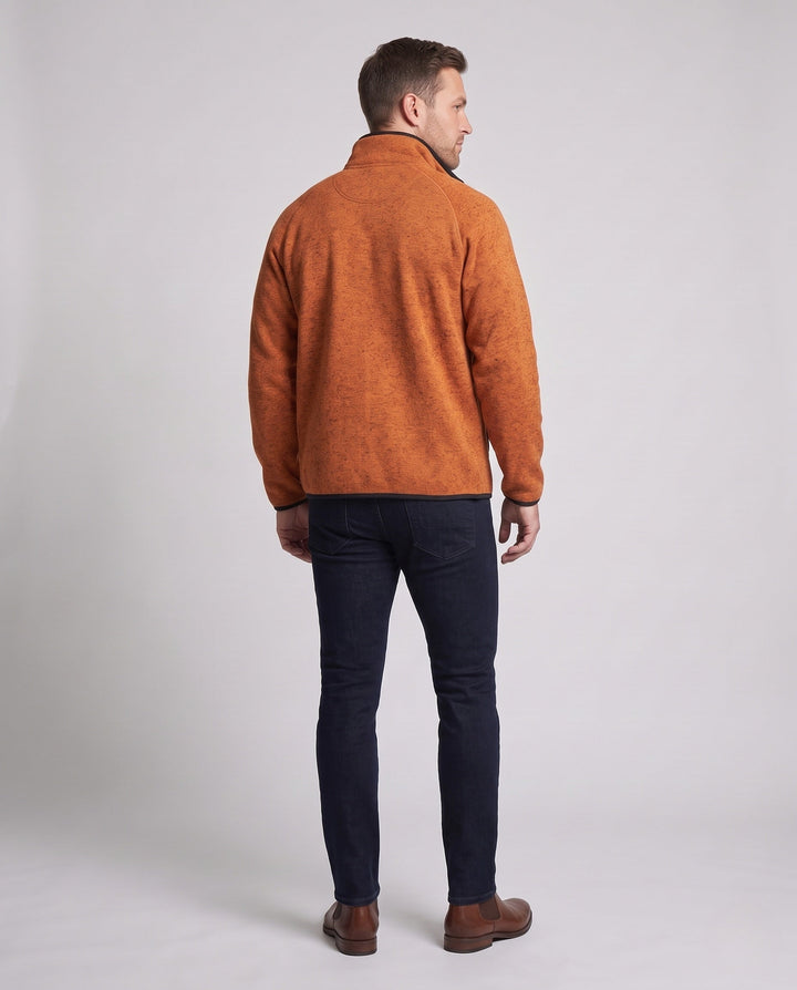 Herr Oversize Zip-Softshell-Fleece Jacka i Utility Look med Standing Krage och Kontrast Dragkedja