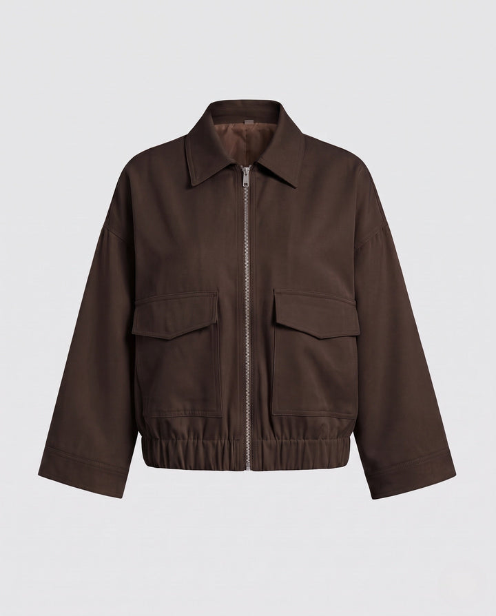 Dam Crop Utility Jacka med Lockfickor och Elastic Waistband