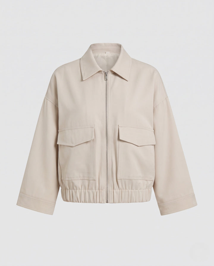 Dam Crop Utility Jacka med Lockfickor och Elastic Waistband