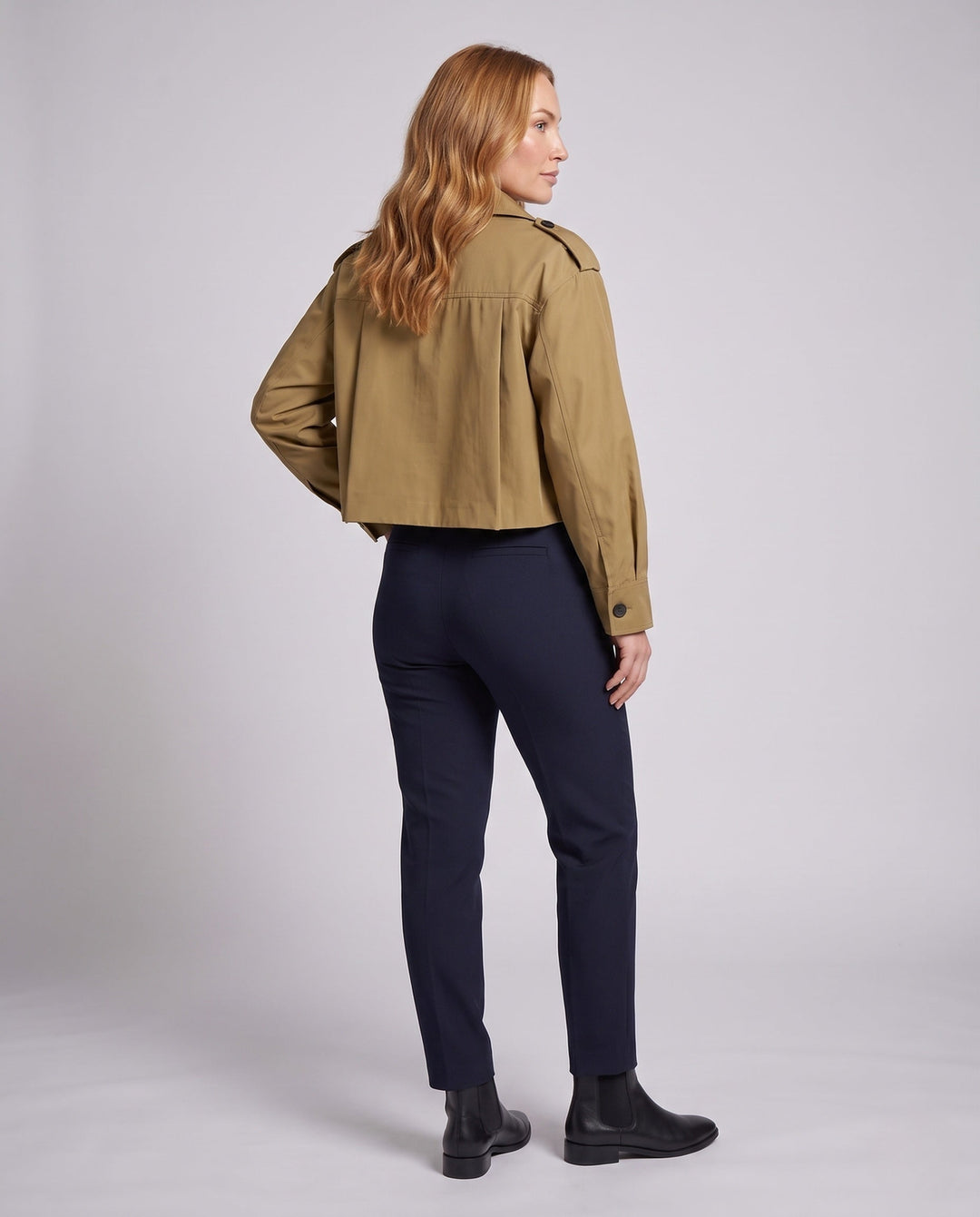 Dam kort skärning Boxy Blouson jacka med skjortkrage och Epaulets