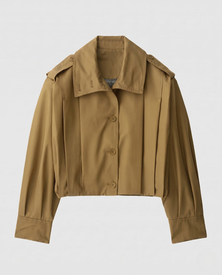 Dam kort skärning Boxy Blouson jacka med skjortkrage och Epaulets