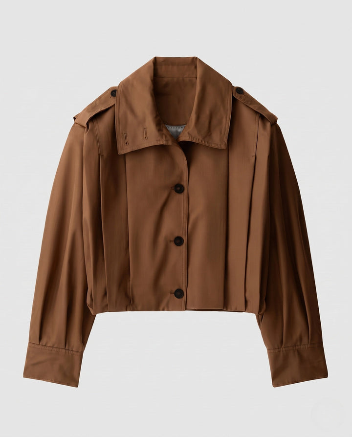Dam kort skärning Boxy Blouson jacka med skjortkrage och Epaulets