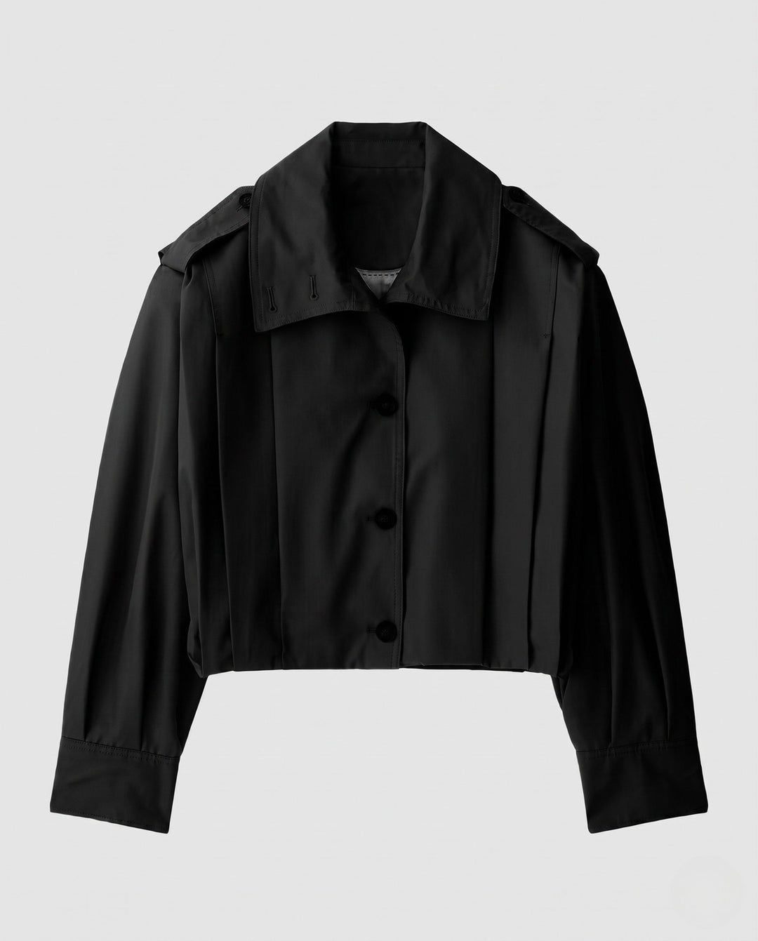 Dam kort skärning Boxy Blouson jacka med skjortkrage och Epaulets