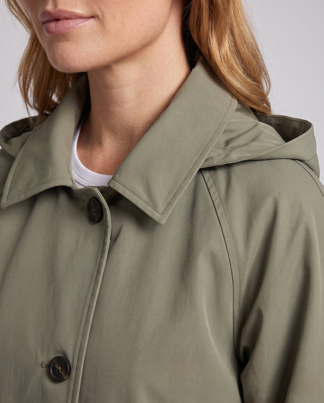 Dam kort skärning Boxy trench med Notched krage och oversize ärmar
