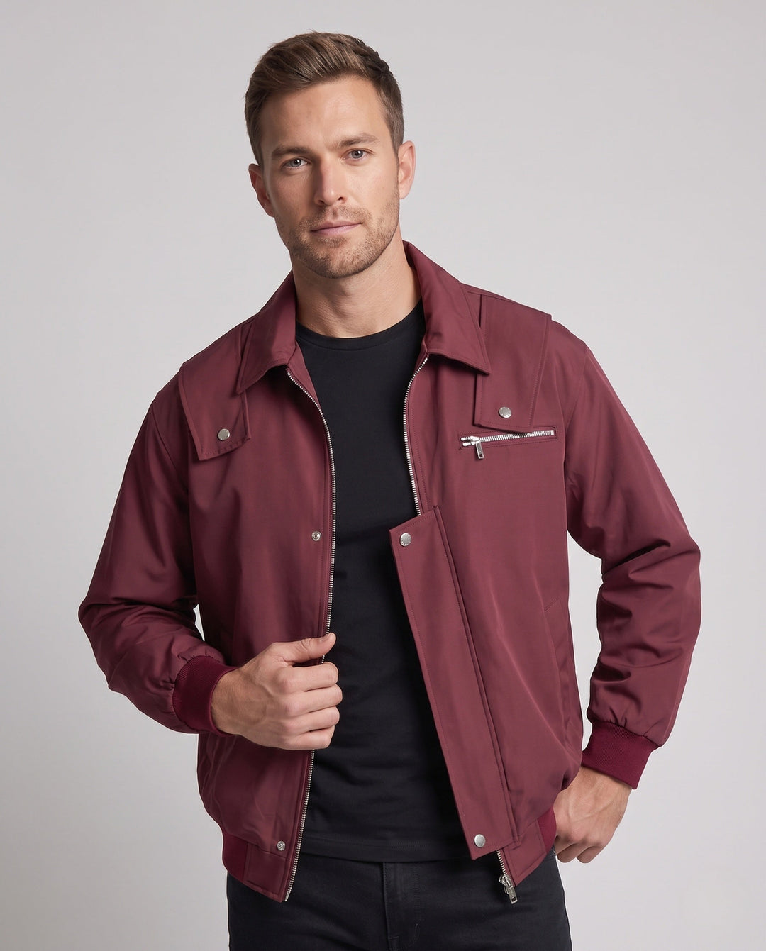 Herr Fashion Övergångs Jacka med Praktisk Fickor