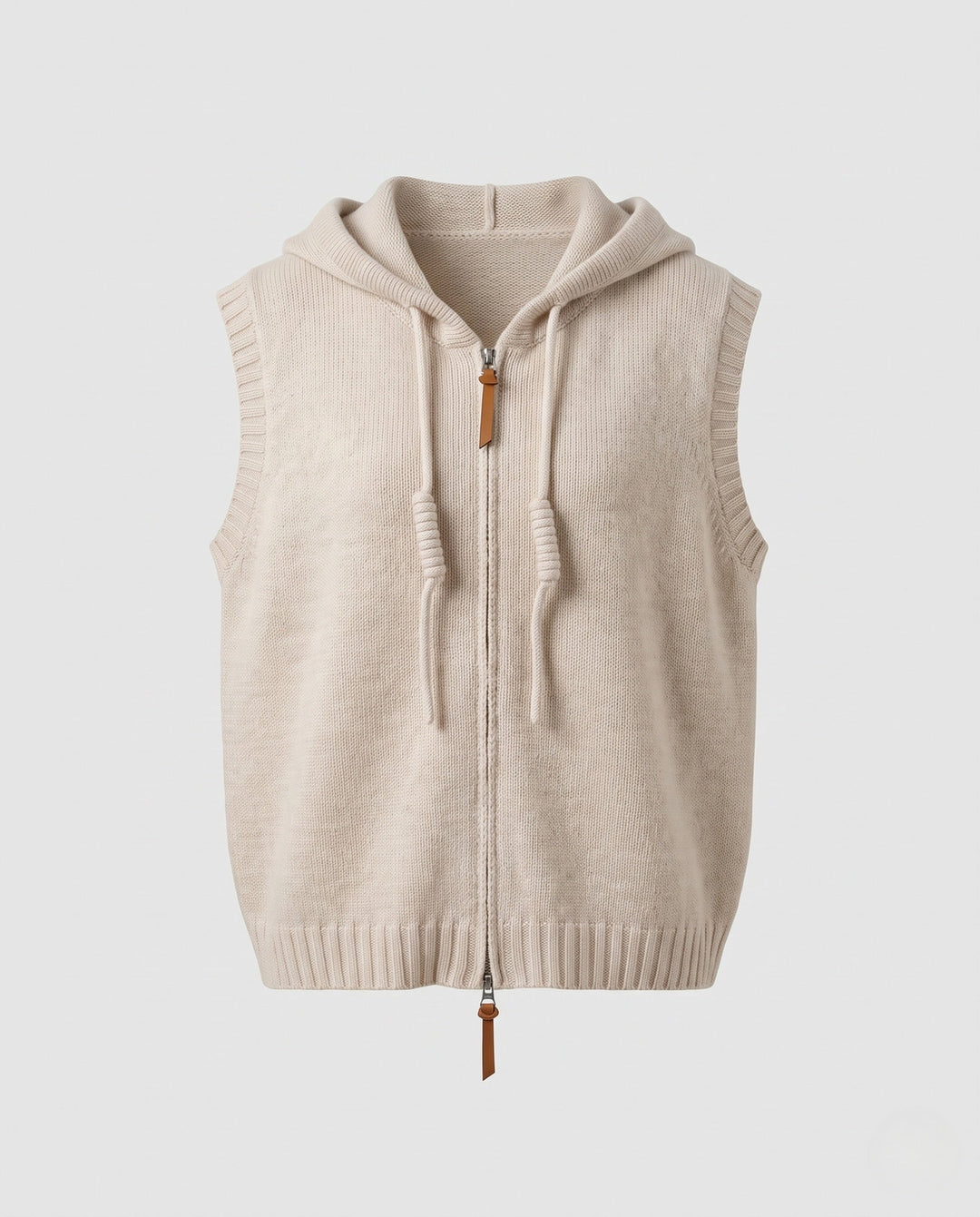 Dam ärmlös med huva Knit väst med hel Zip och Cashmere-like Softness