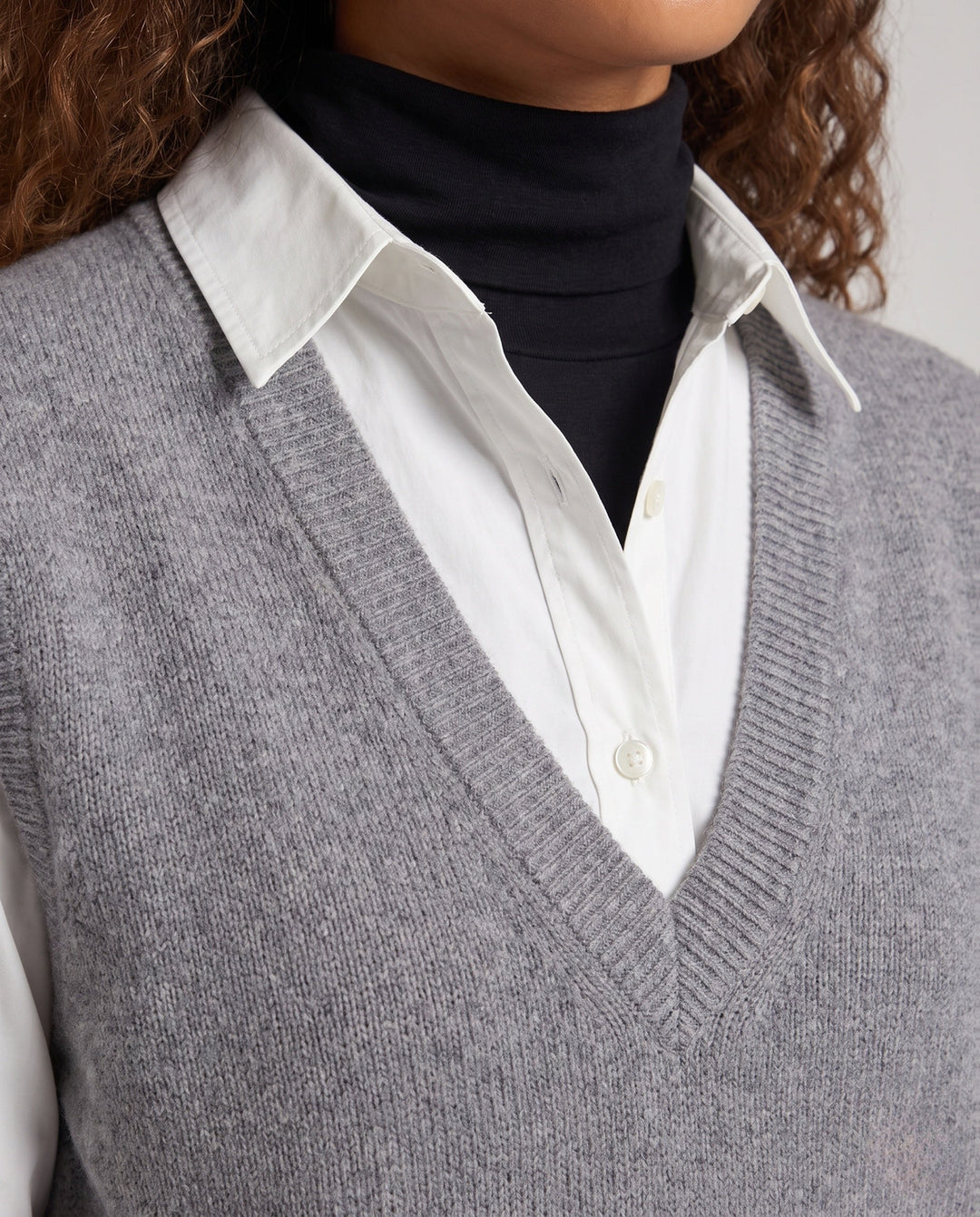 Dam ärmlös Mohair-stil lång Waistcoat med Deep V-ringning och mjuk Drape