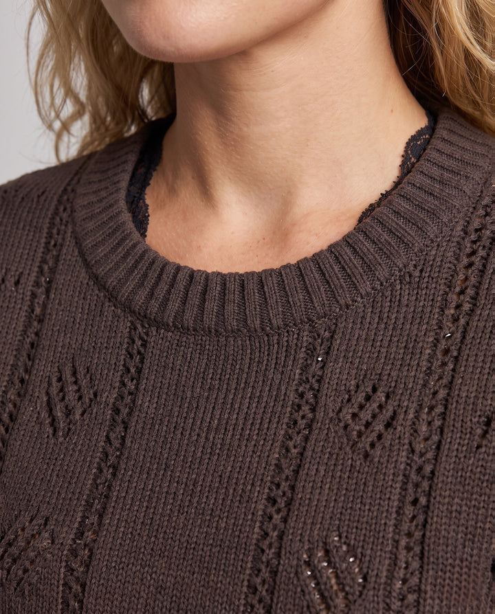 Dam Knitted Lace ärmlös väst med Shell fåll