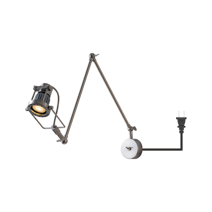Nickel Swing Arm Sconce Industriell Justerbar LED-lampa
