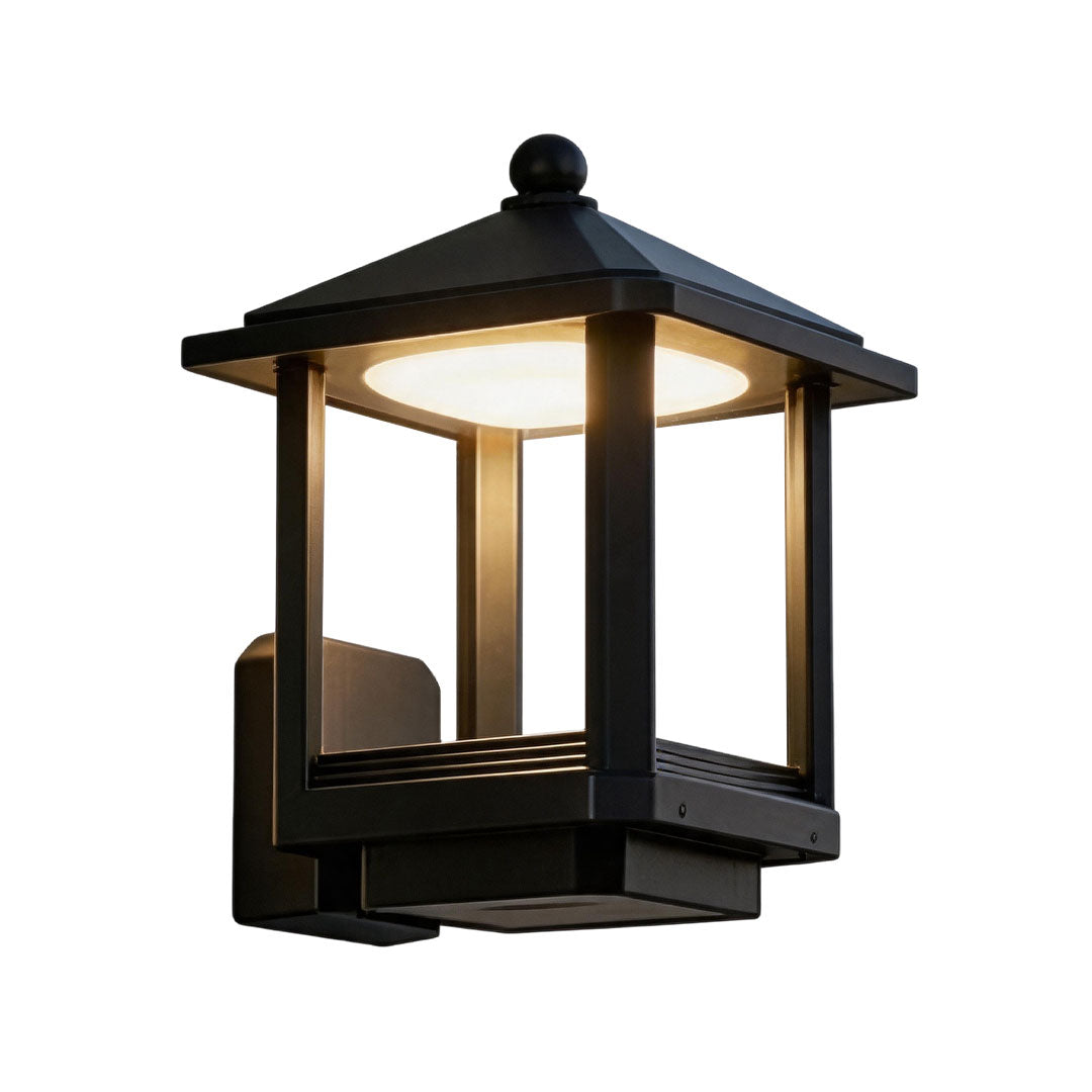 Svart Utomhus Lanternsconces Modern Vattentät Vägglampa