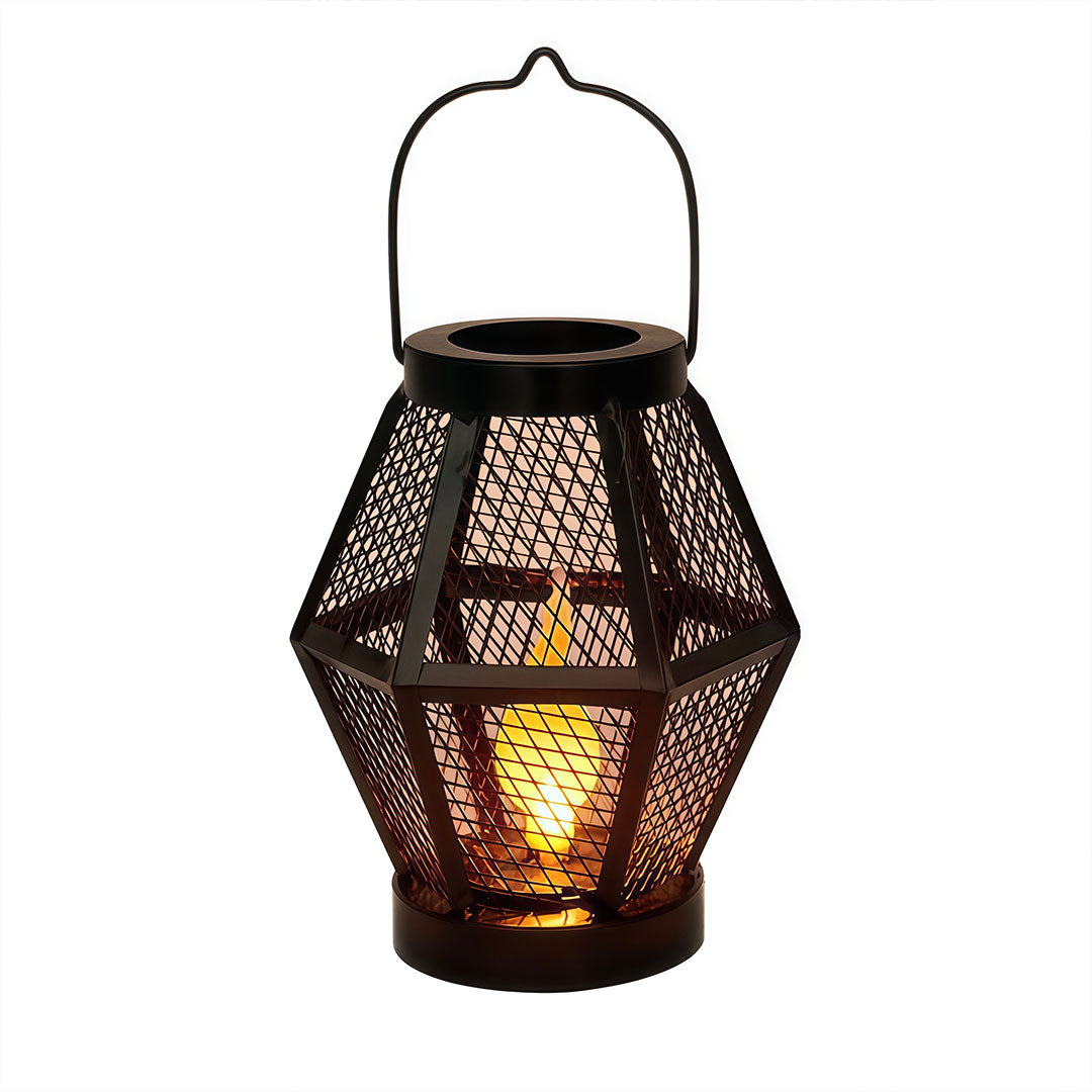 【2 ST】Bärbar Lantern Lampa Solenergi Järn Nät Metall Landskapsbelysning
