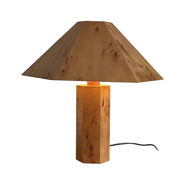 Vintage Trä Bordslampa Wabi-Sabi Stil Sänglampa