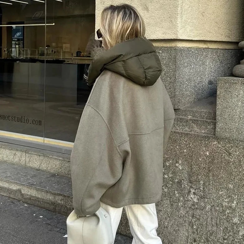 | Lös, casual Jacka för Dam med huva