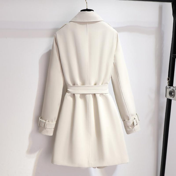 | Dam elegant Vit trenchkappa med Belt och Double Knapp Stängning