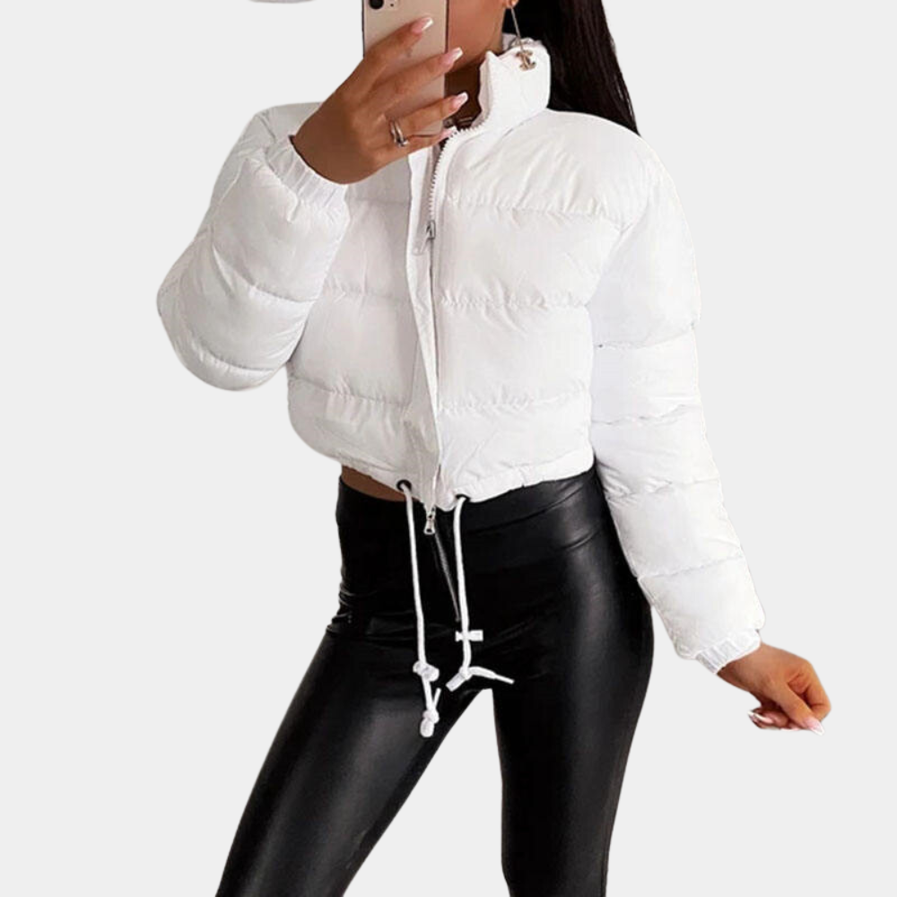 | Dam Trendy pufferjacka i Kort Model med Hög Krage