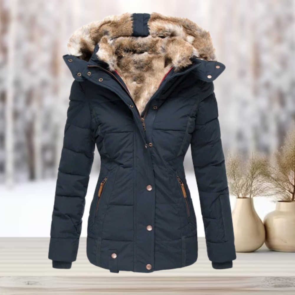 | elegant vinter läder jacka med huva
