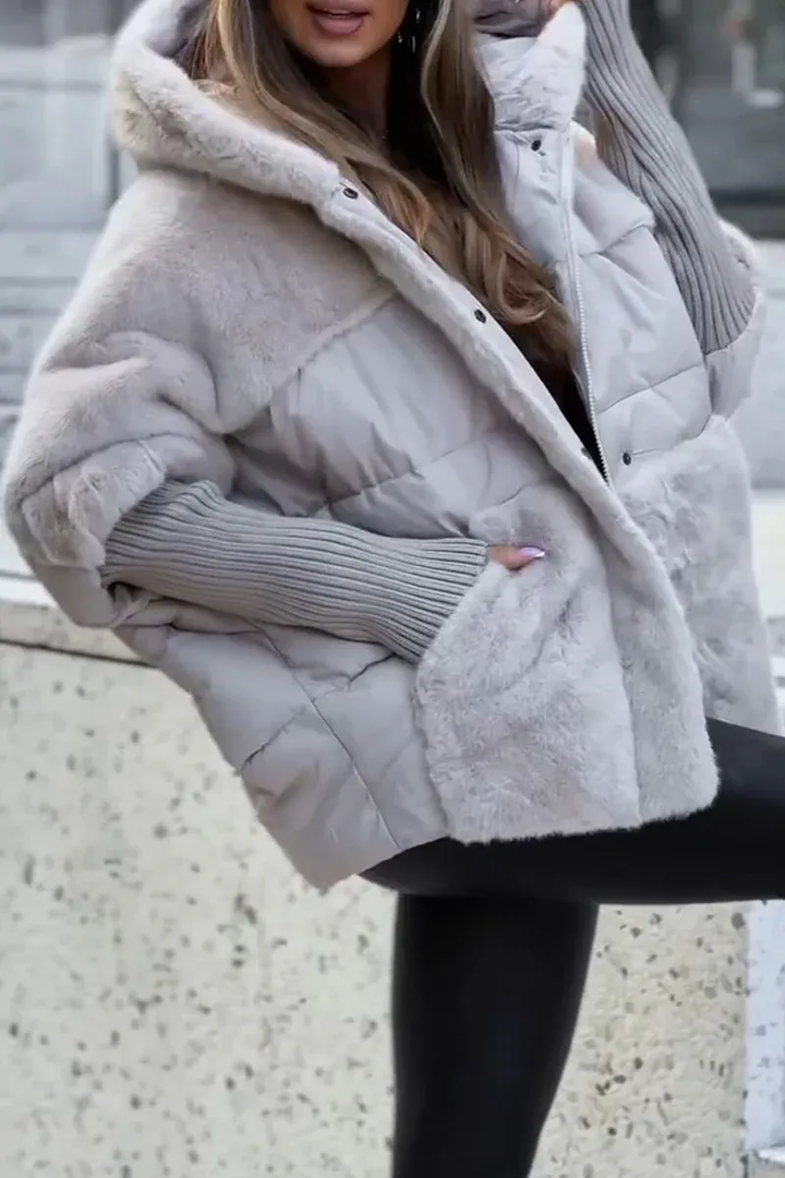 | Dam vinter kappa med huva och teddy vadderad design