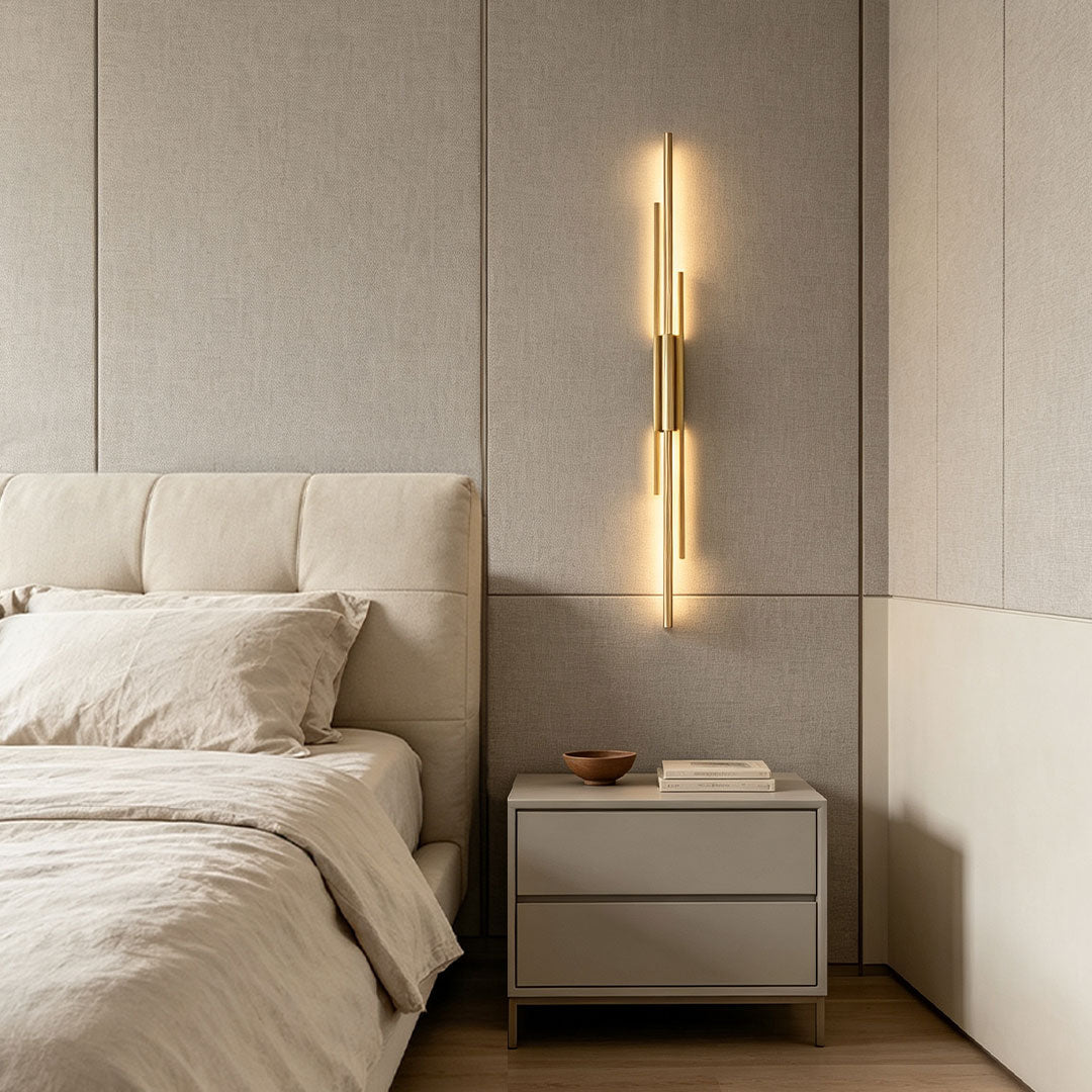 Samtida Linjär Vägglampa Minimalistisk Solid Kopparbelysning