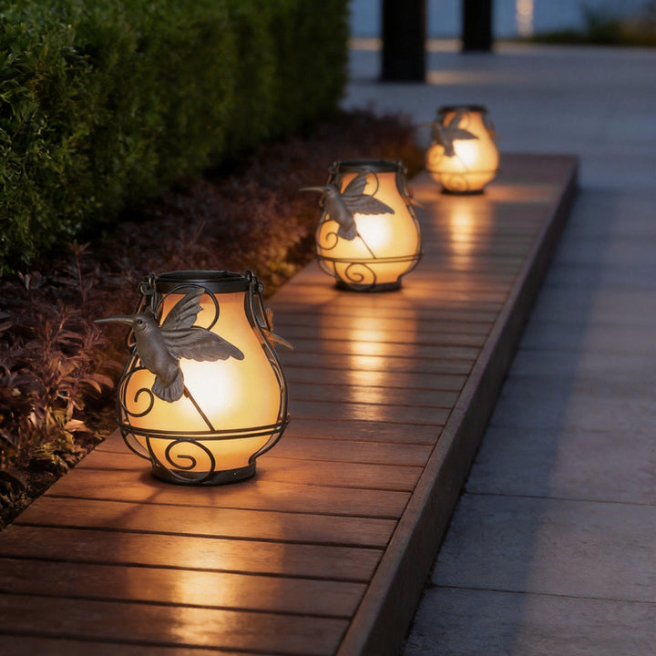 【4 PCS】Grå Utomhuslamphängande Flamma-Inspirerad Insektsljus