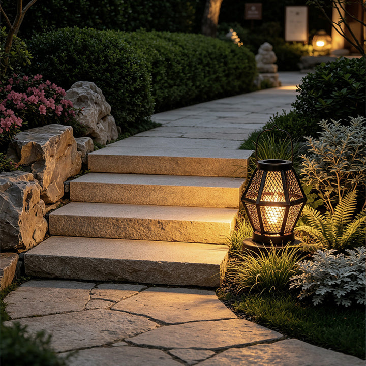 【2 ST】Bärbar Lantern Lampa Solenergi Järn Nät Metall Landskapsbelysning