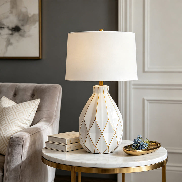 Vita Keramiska Bordslampor Lyxig Mid-Century Accentbelysning