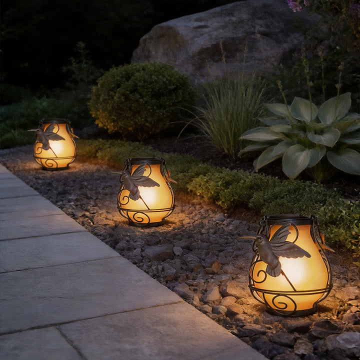 【4 PCS】Grå Utomhuslamphängande Flamma-Inspirerad Insektsljus