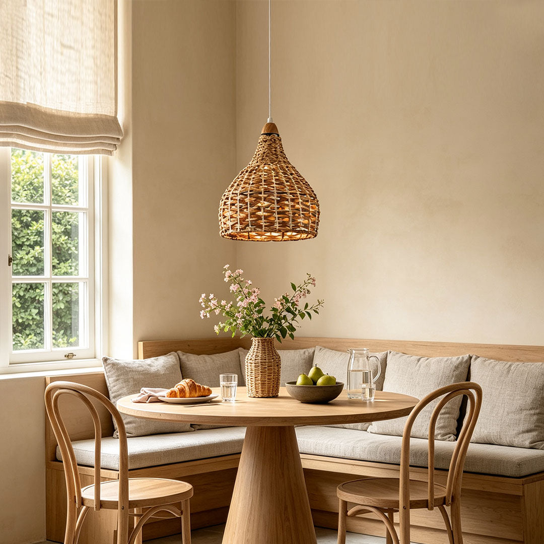 Rattan Wicker Pendellampa Nordisk Metall Taklampa